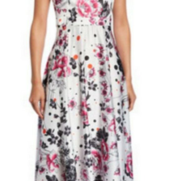 (77) 🆕NWT NICOLE MILLER Anthropologie Floral Satin Back-Bow Mock Halter Maxi 8 - Picture 2 of 2